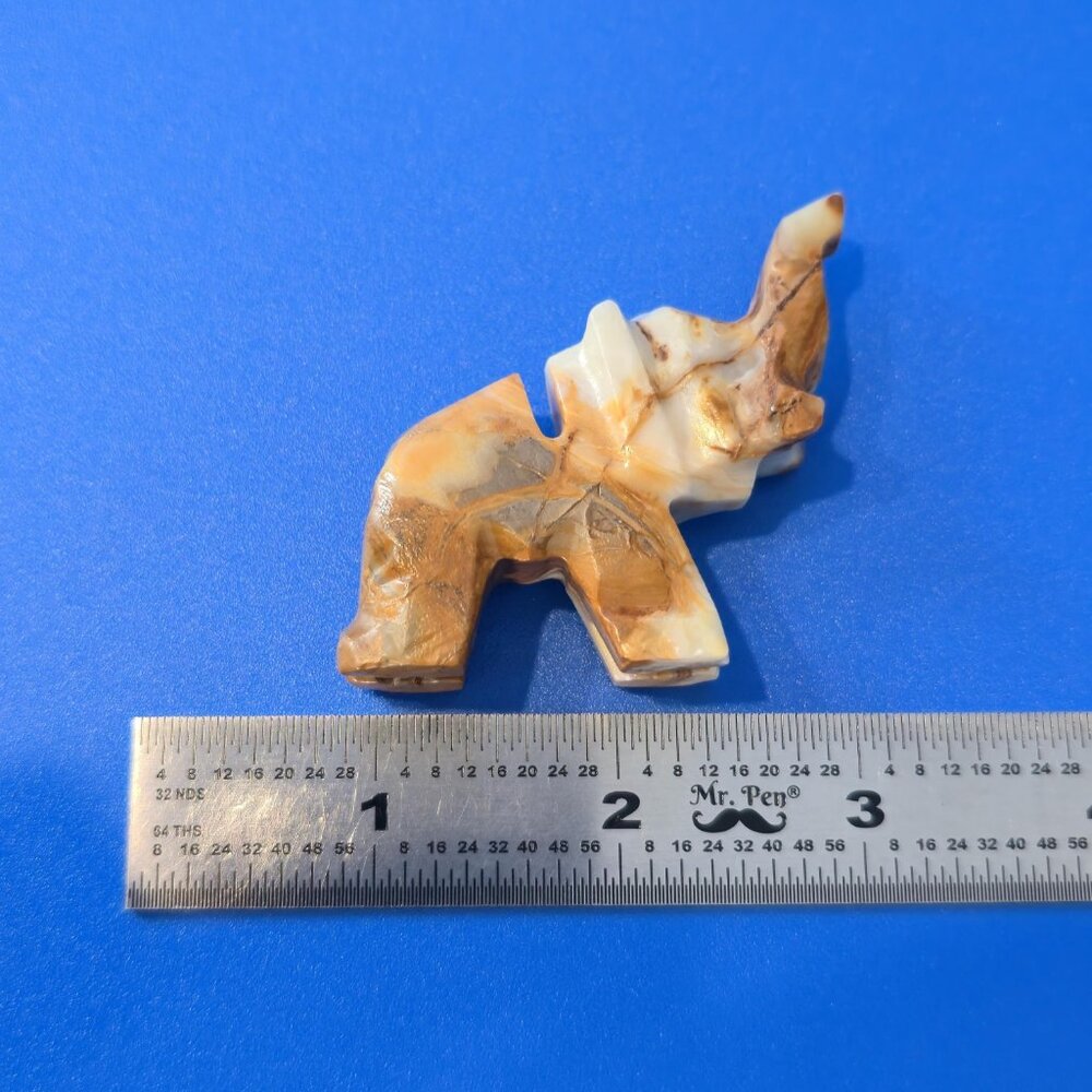 Banded Calcite Stone Elephant Business Card Holder B1032 - Picture 7 of 9